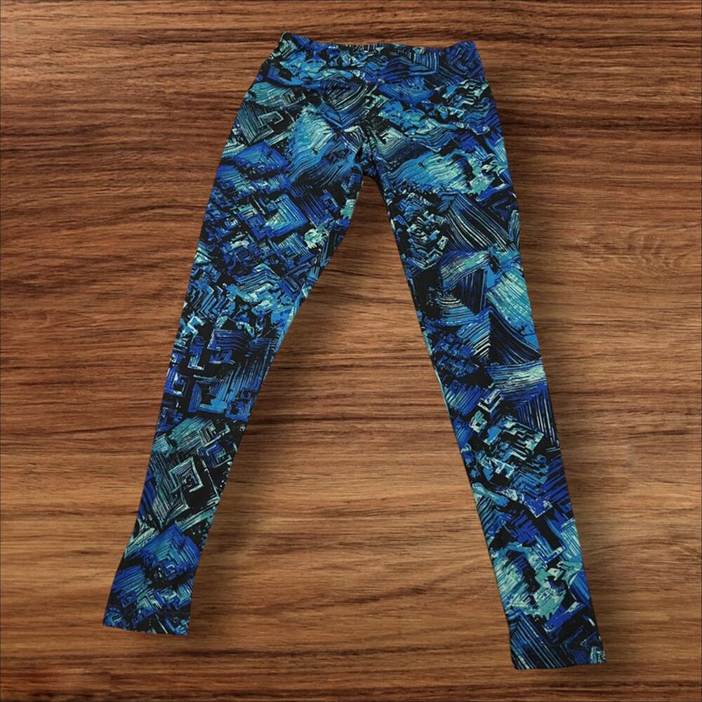 Marika Tek Blue Abstract Print Coolmax Workout Leggings Small S
